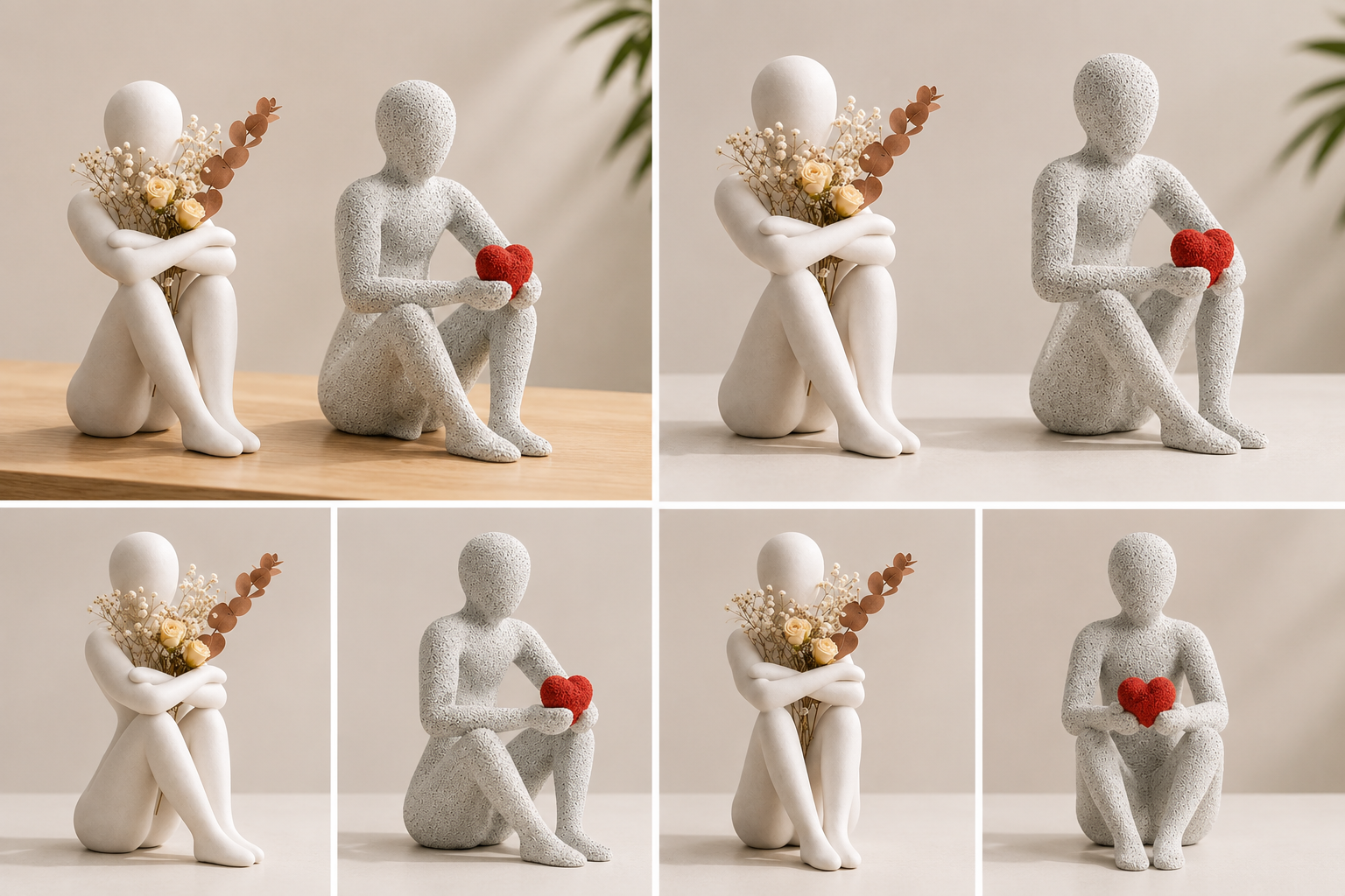 Hug & Heart Sculpture Combo