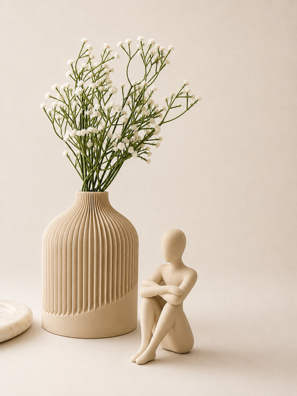 Minimal Modern Vase & 🤍 Still Hug Sculpt Combo (Pack of 2)