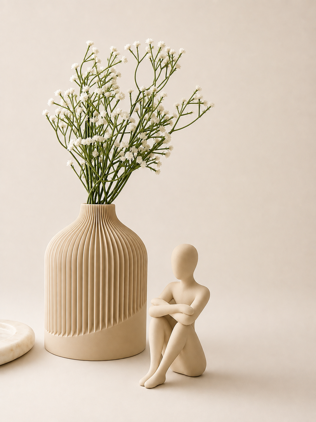 Minimal Modern Vase & 🤍 Still Hug Sculpt Combo (Pack of 2)